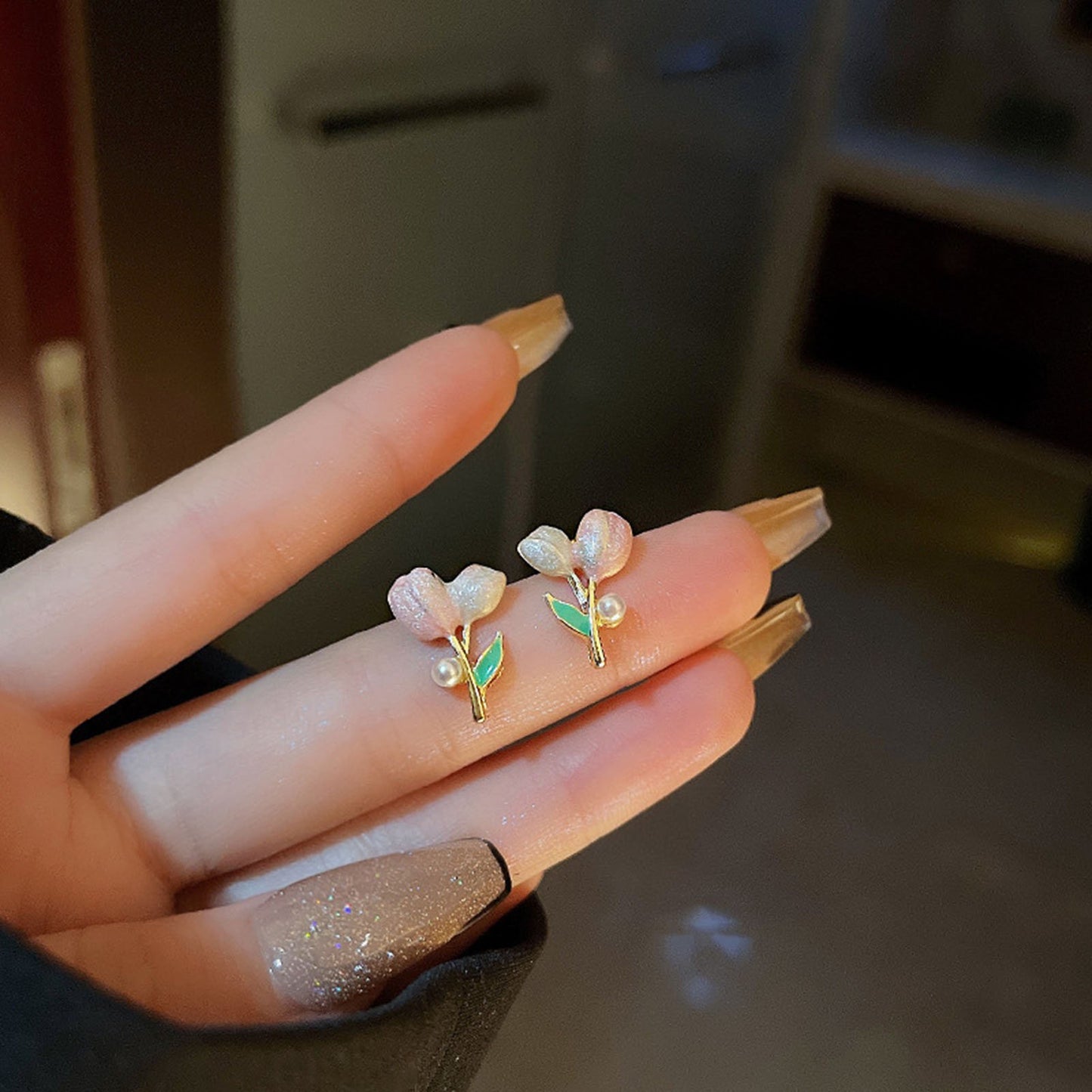 Korean pink Flower 🌸 Earring