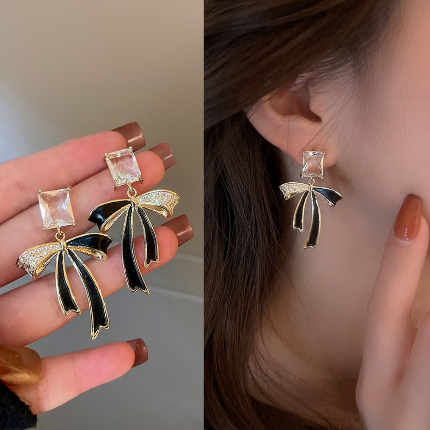 Korean Bownot Beautiful Diamod Earring3