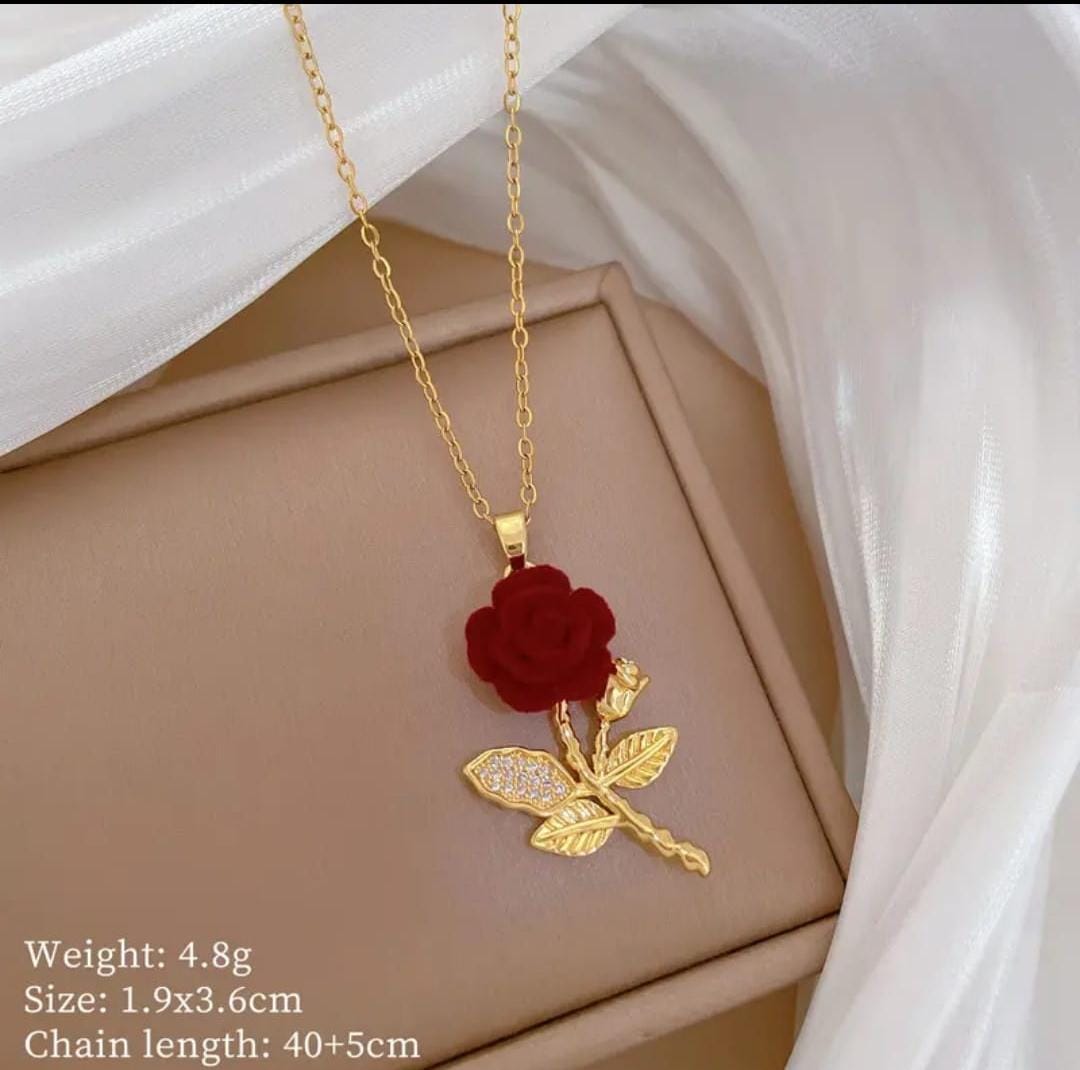 Korean Anti-Tarnish rose Pendant