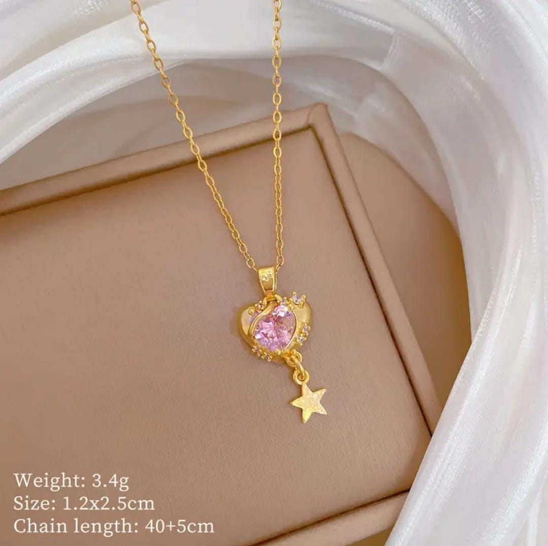 Korean Anti-Tarnish Heart ❤️ Star 🌟 Pendant