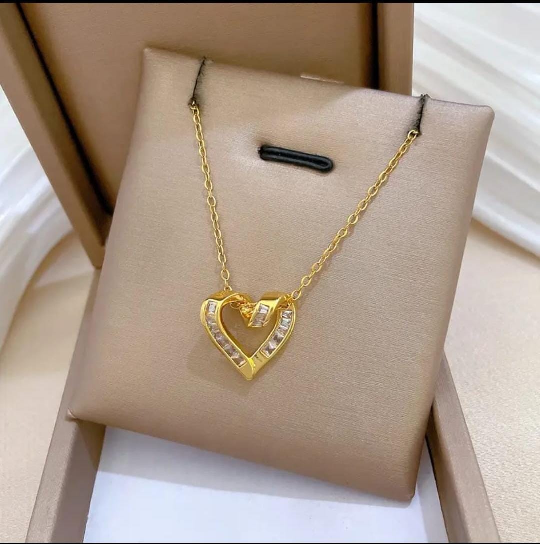 Korean Diamond heart Anti Tarnish Pendant