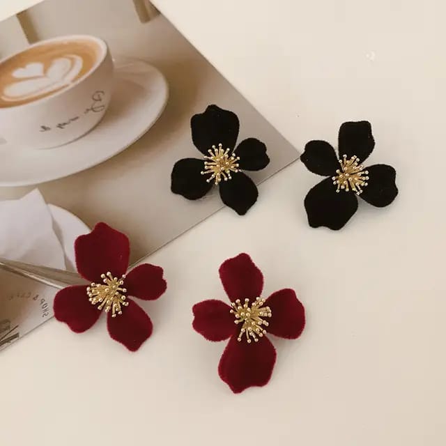 Korean beautiful black flower Earring