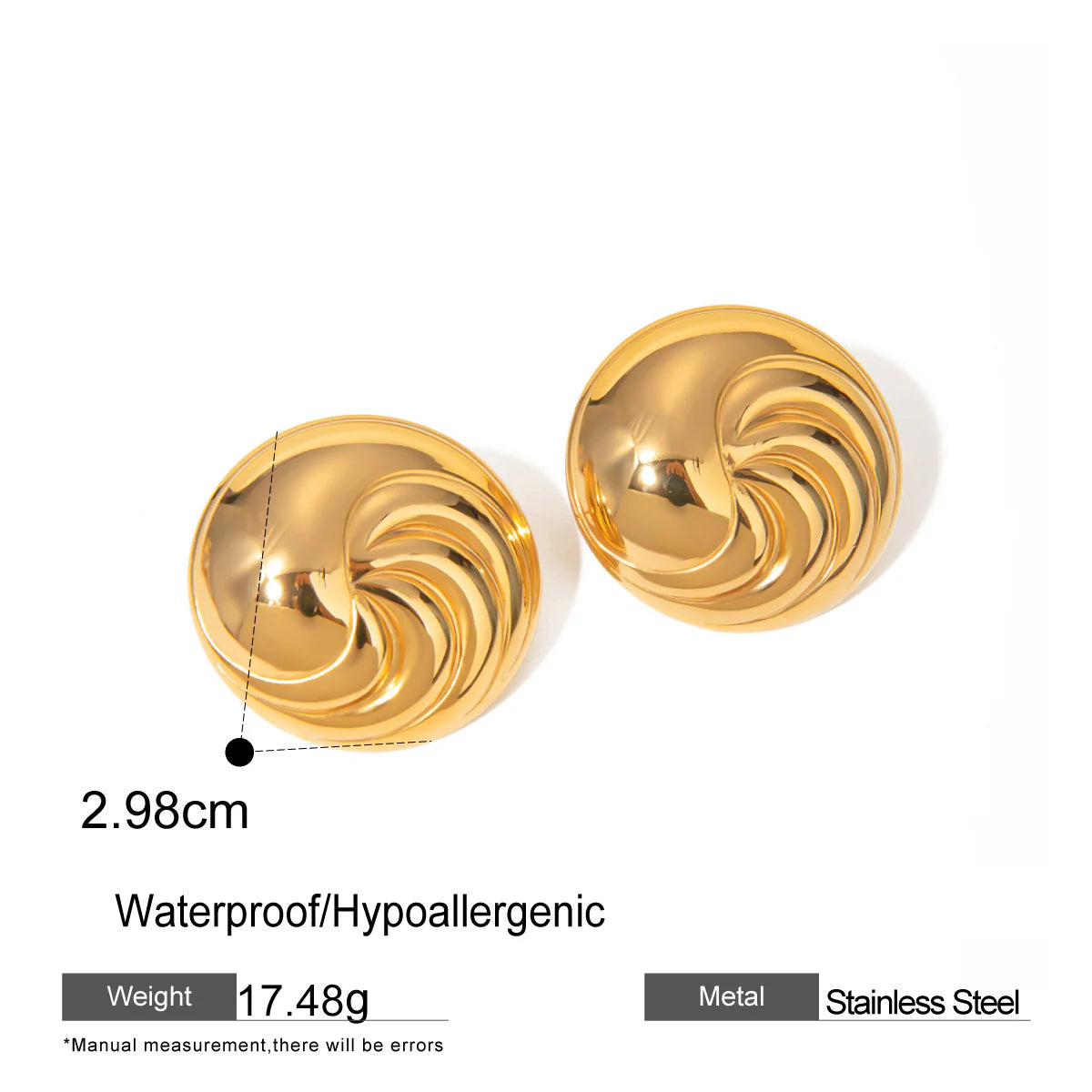 18K Gold Plated Thread Round Stainless Steel Geometric anti Tarnish Stud Earring