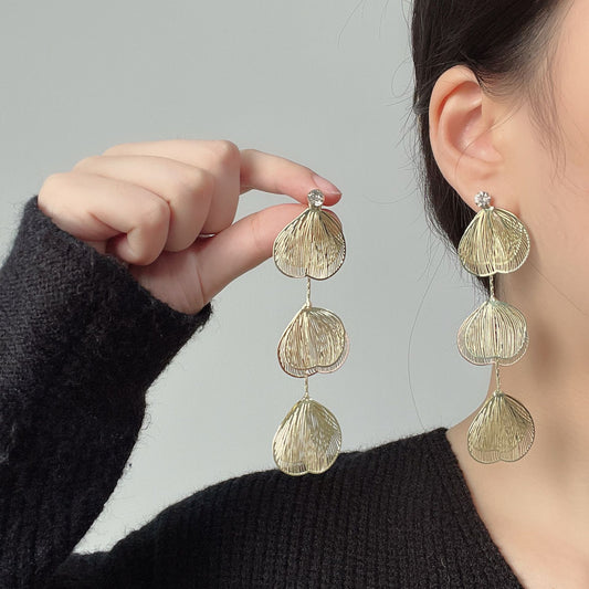 korean gold long drop earring
