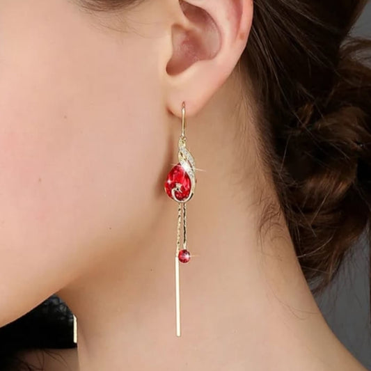 Korean Luxurious Beautiful red stone earring