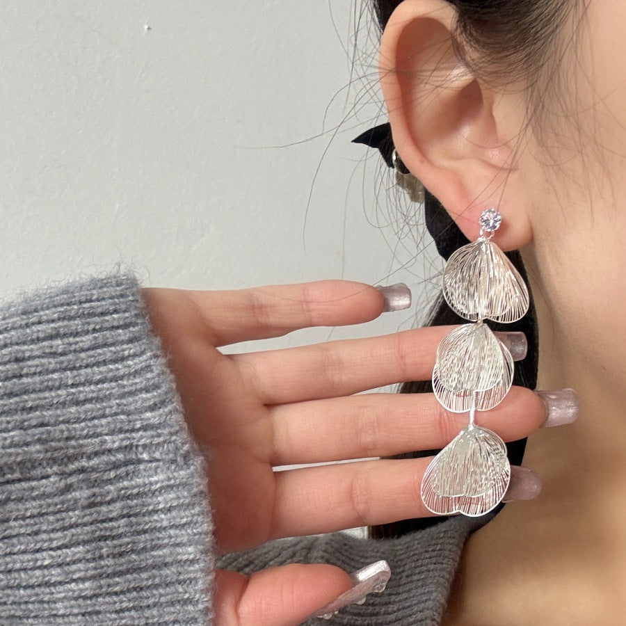 korean gold long drop earring