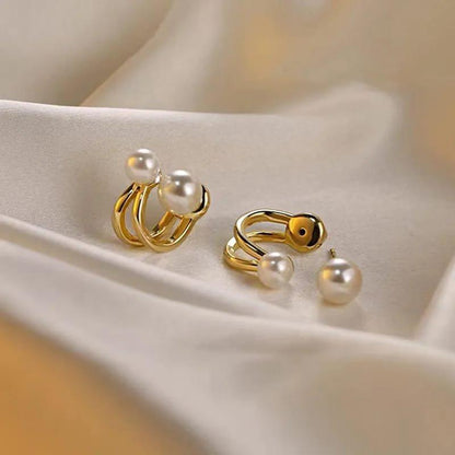 Korean Beautiful Gold Pearl Stud Earring