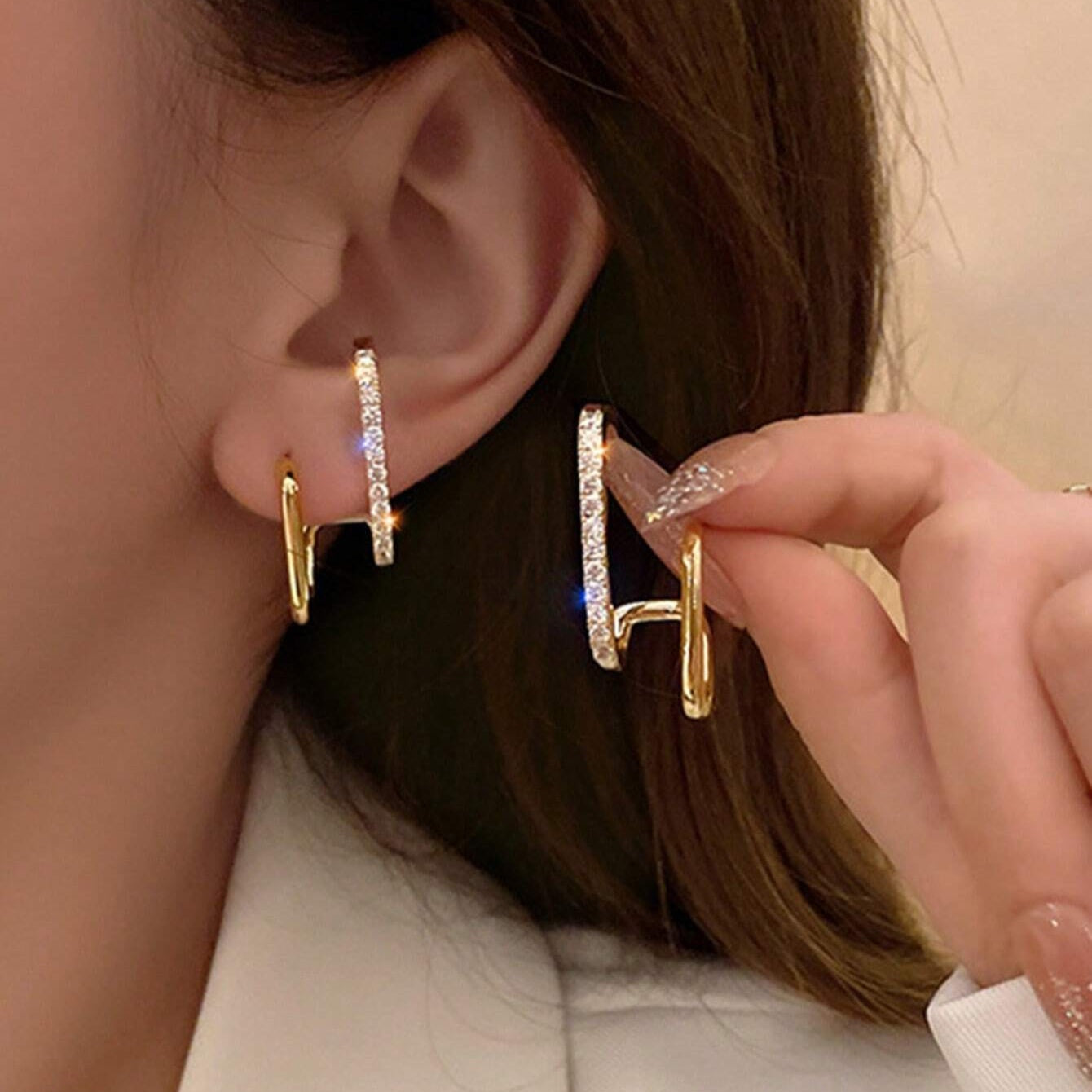 Korean Unique Luxurious Gold Zirconia Earring
