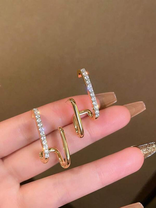 Korean Unique Luxurious Gold Zirconia Earring