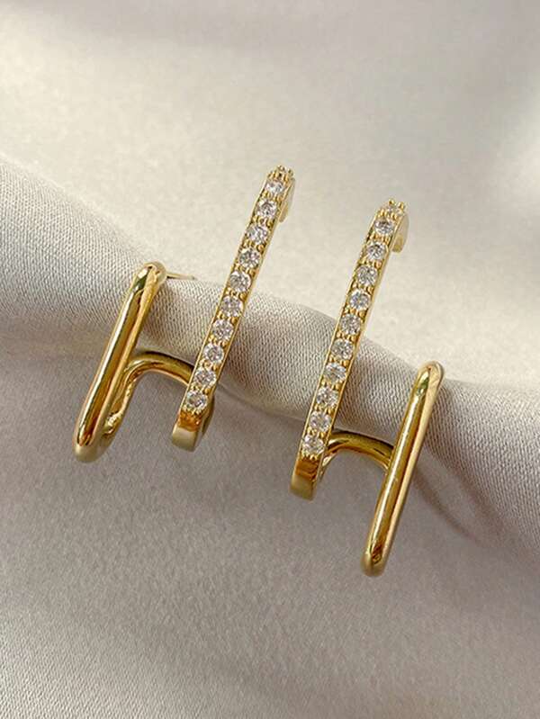 Korean Unique Luxurious Gold Zirconia Earring