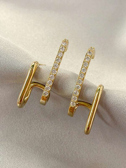Korean Unique Luxurious Gold Zirconia Earring