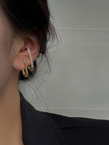 Korean Unique Luxurious Gold Zirconia Earring