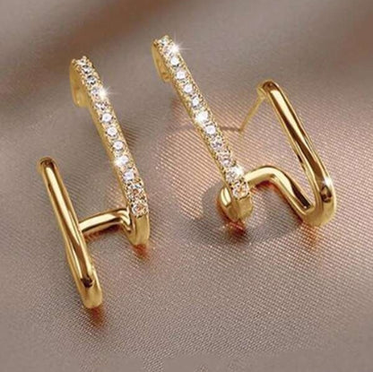 Korean Unique Luxurious Gold Zirconia Earring