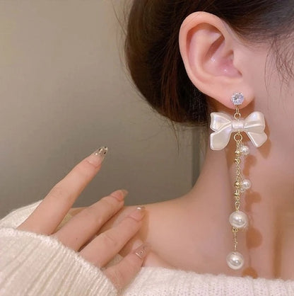 Korean Luxurious long Drop Bowknot Drop Earring