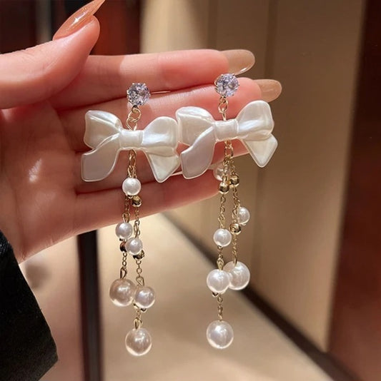 Korean Luxurious long Drop Bowknot Drop Earring