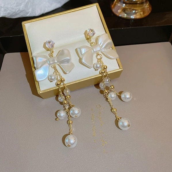 Korean Luxurious long Drop Bowknot Drop Earring