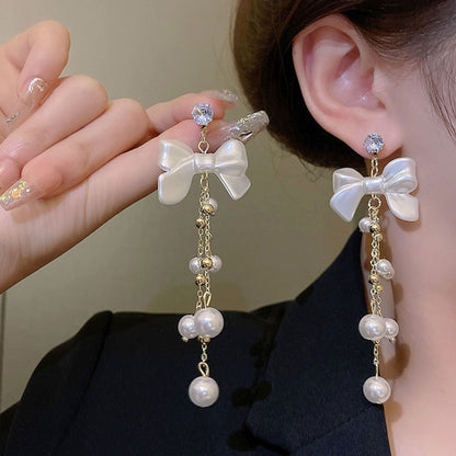 Korean Luxurious long Drop Bowknot Drop Earring