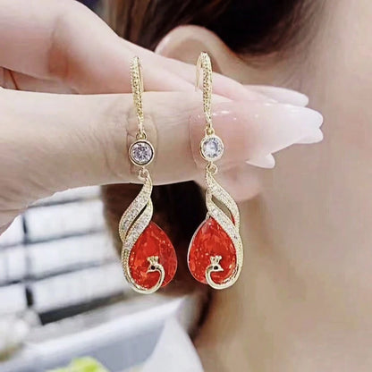 Korean Luxurious red Stone Earring