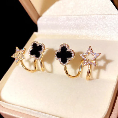 Korean Beautiful Gold And Black Luxurious Earring3