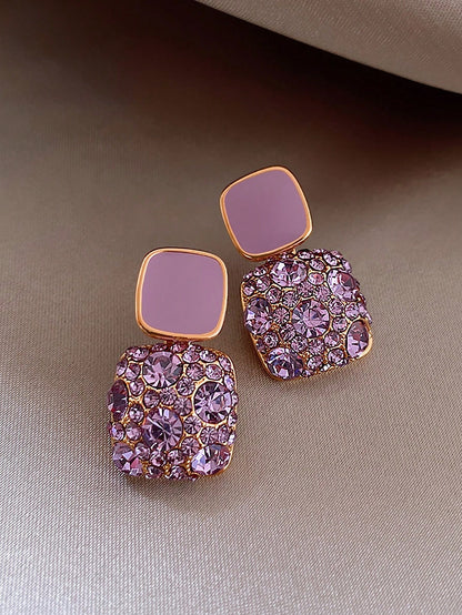 Cute Sparkling Purple Diamond Crystal Beautifull Stud Earrings