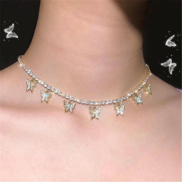 Korean Luxury Beautiful Style Gold Butterfly Pendant Necklace