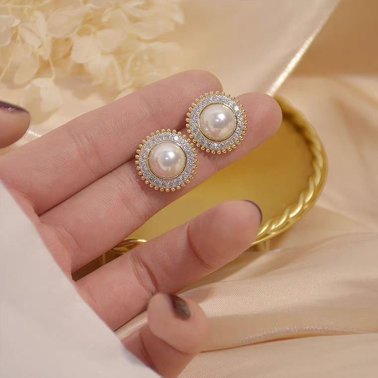 Korean cute Zirconia Pearl Earring