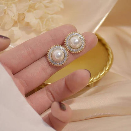 Korean cute Zirconia Pearl Earring