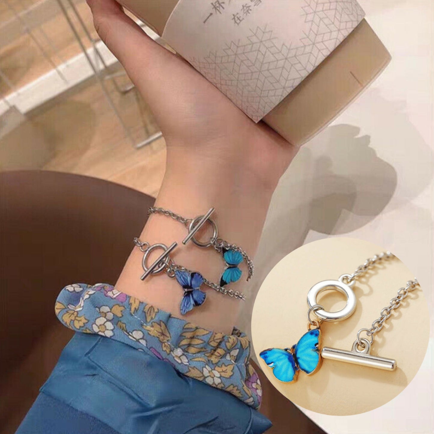Korean Beautiful Blue Butterfly Bracelet