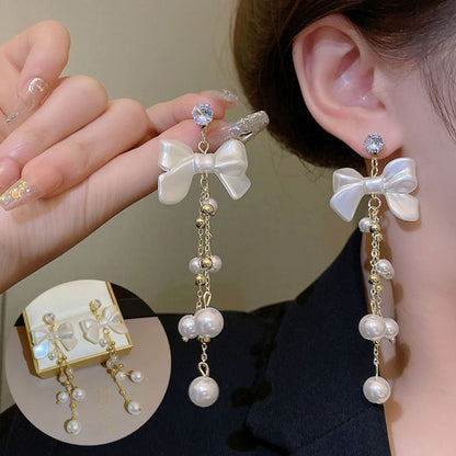 Korean Luxurious long Drop Bowknot Drop Earring