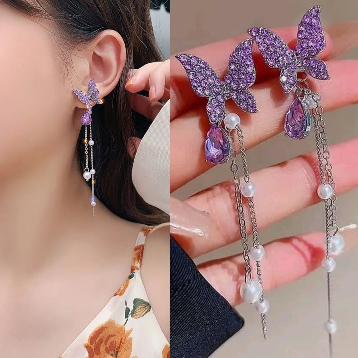 Korean Purple Luxurious Earring