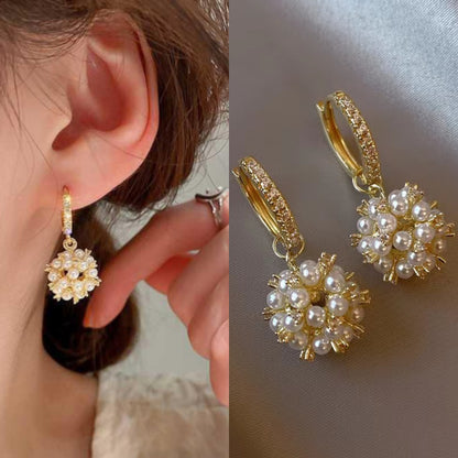 korean gold pearl and zirconia stone drop earring3