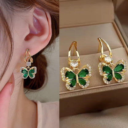 Korean Beautiful Butterfly Green Stone Earring3