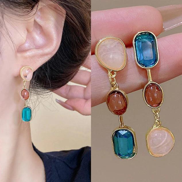 Korean Beautifull Multicolor Stone Earrings For Women