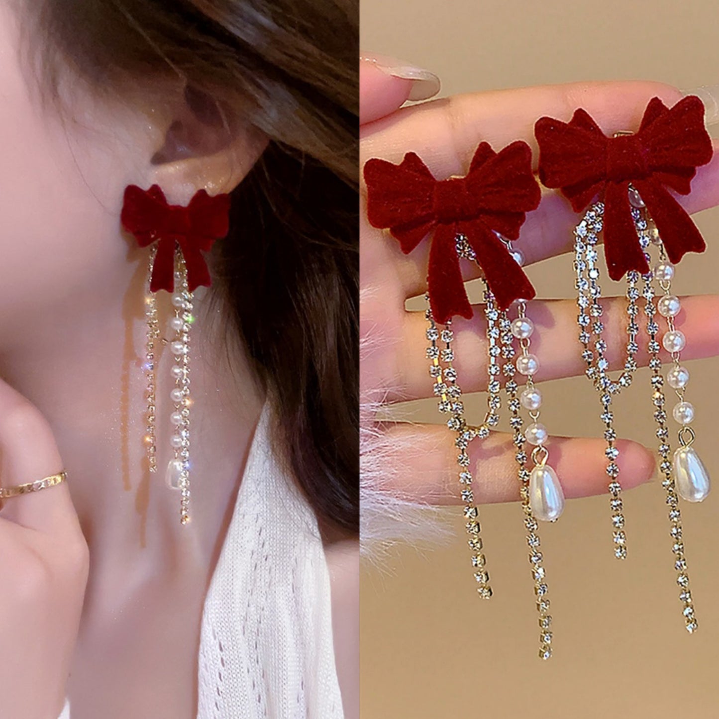 Korean red and gold drop Earring3