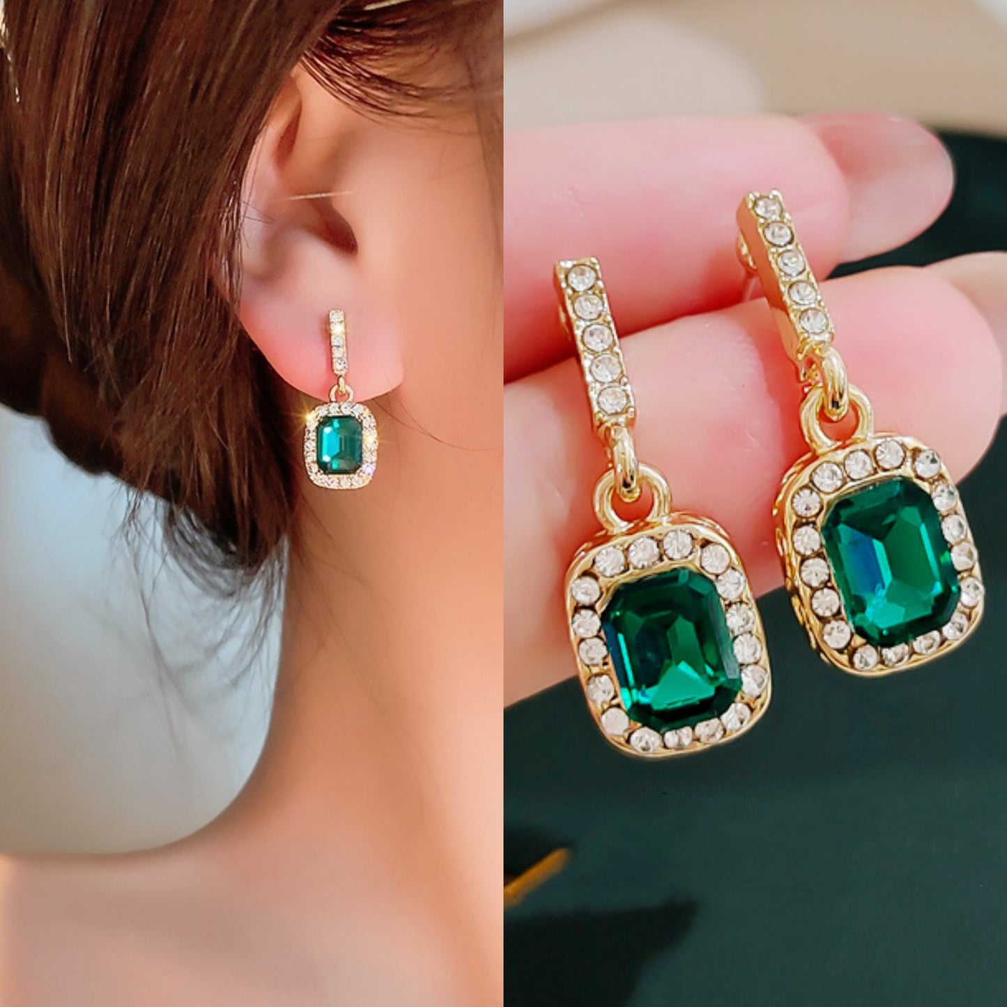Korean Green Diamond Earring