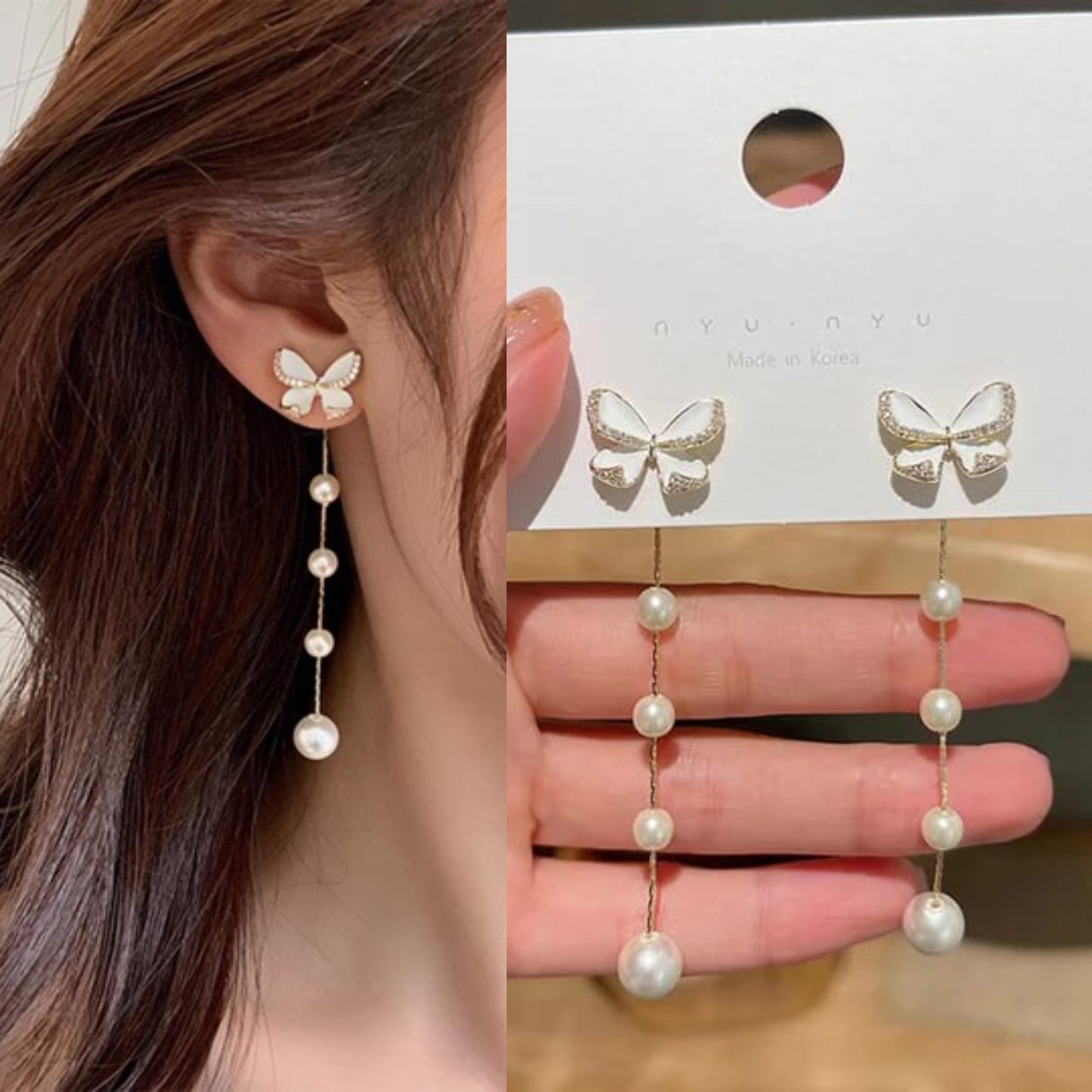 Korean pearl drop earring
