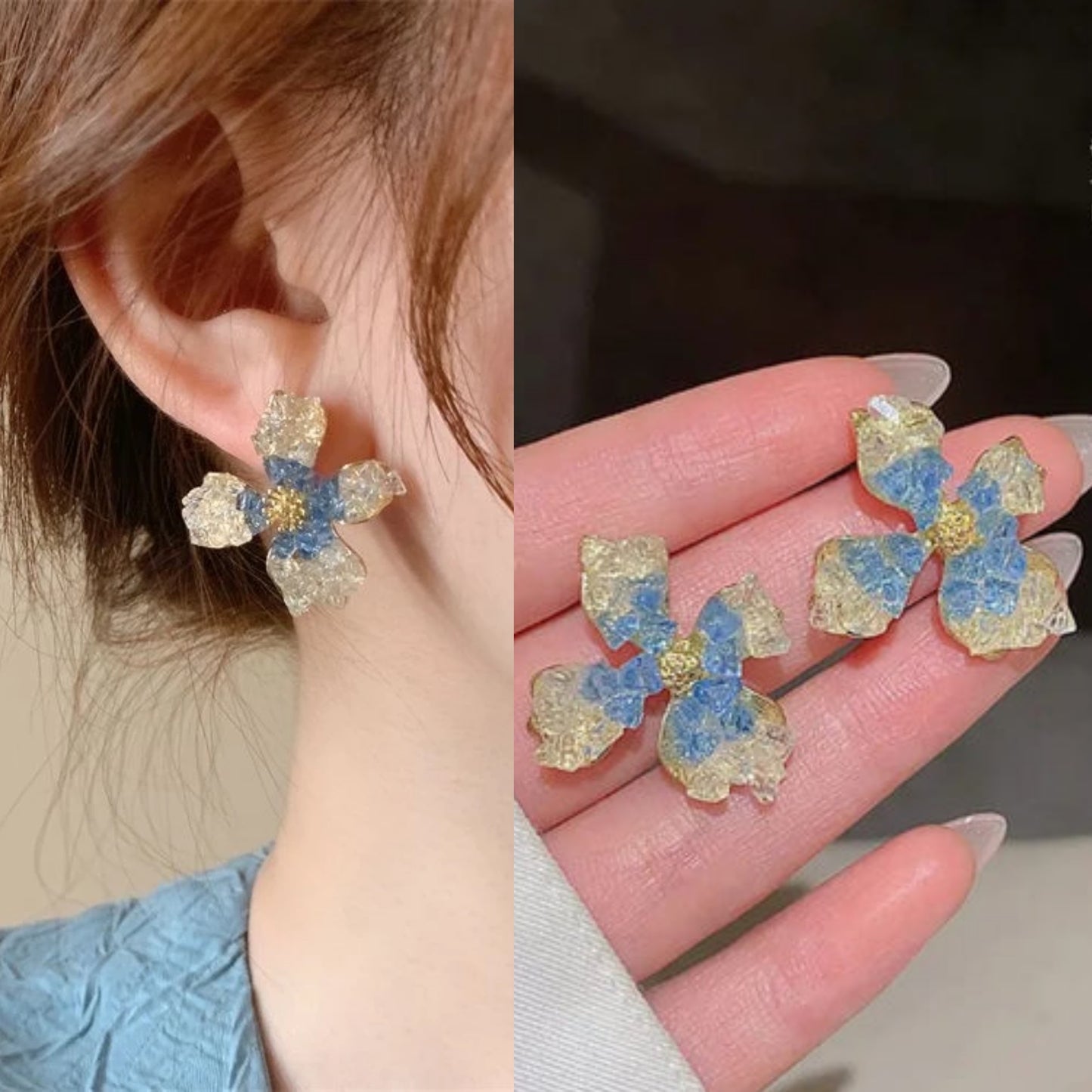 Korean beautiful flower stone Earring
