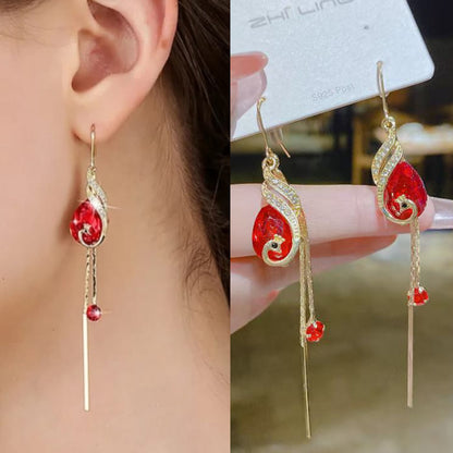 Korean Luxurious Beautiful red stone earring