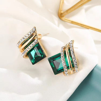 Korean Luxurious Green stone earring