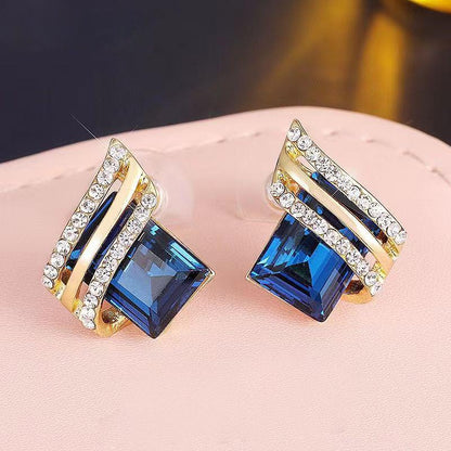 korean luxurious blue stone Earring