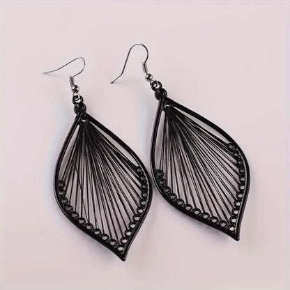 Korean leaf black Earring
