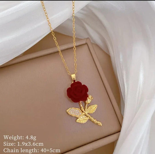 Korean Anti-Tarnish rose Pendant