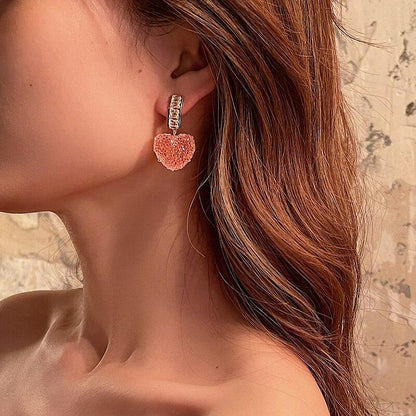 Korean pink Diamond heart Luxurious Earring
