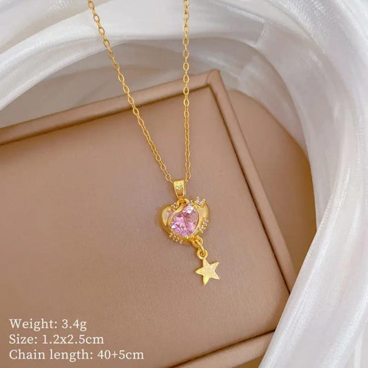Korean Anti-Tarnish Heart ❤️ Star 🌟 Pendant