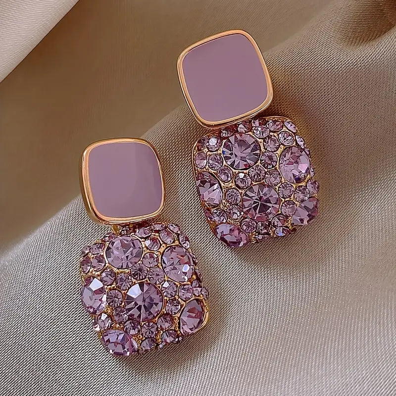 Cute Sparkling Purple Diamond Crystal Beautifull Stud Earrings