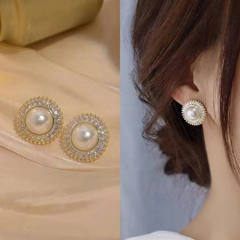 Korean cute Zirconia Pearl Earring