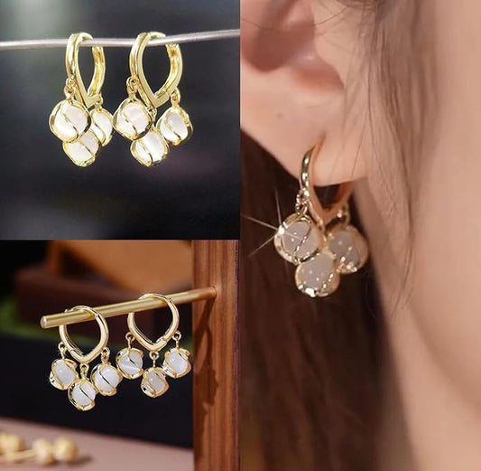 Korean luxurious Crystal Gold Drop Earring3