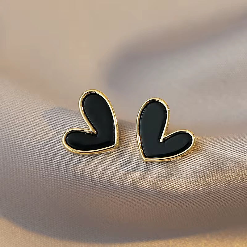 Korean black hearted cute Earring