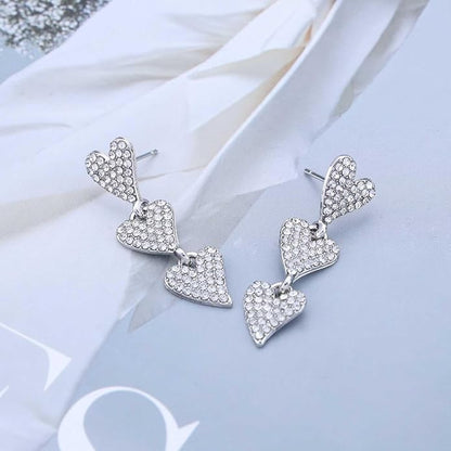 Korean Crystal triple heart Earring