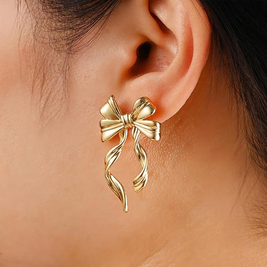 Korean bow anti tarnish earring